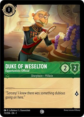 Duke of Weselton - Opportunistic Official, The First Chapter