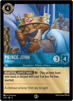 Prince John - Gold Lover, Disney Lorcana Promo Cards