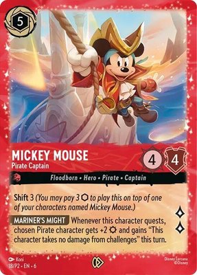 Mickey Mouse - Pirate Captain, Disney Lorcana Promo Cards