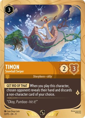 Timon - Snowball Swiper, Disney Lorcana Promo Cards