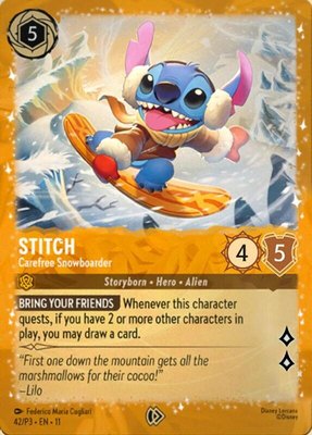 Stitch - Carefree Snowboarder, Disney Lorcana Promo Cards